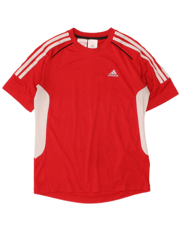 ADIDAS Drenge T-Shirt Top 11-12 År Rød Colourblock Polyester
