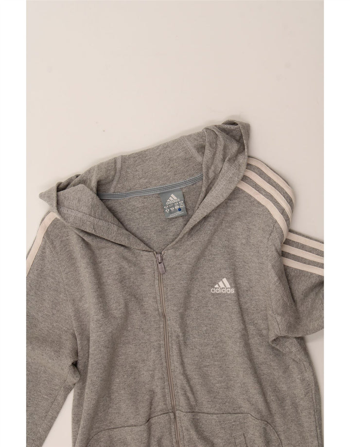 ADIDAS Womens Zip Hoodie Sweater UK 12 Medium Grey Cotton Vintage Adidas and Second-Hand Adidas from Messina Hembry 