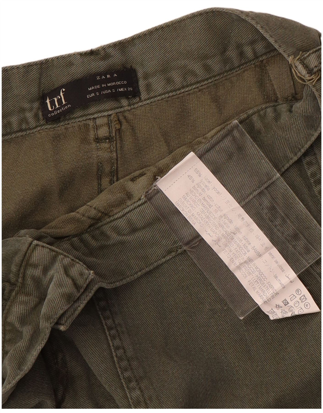 Zara Dame Straight Cargo Bukser Small W26 L27 Khaki