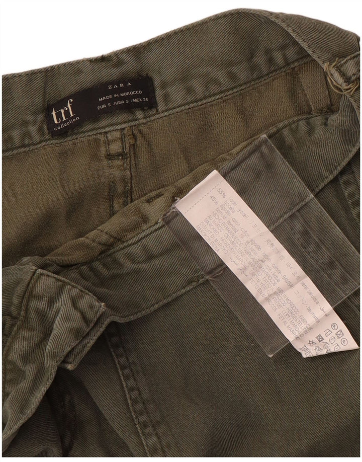 Zara Dame Straight Cargo Bukser Small W26 L27 Khaki