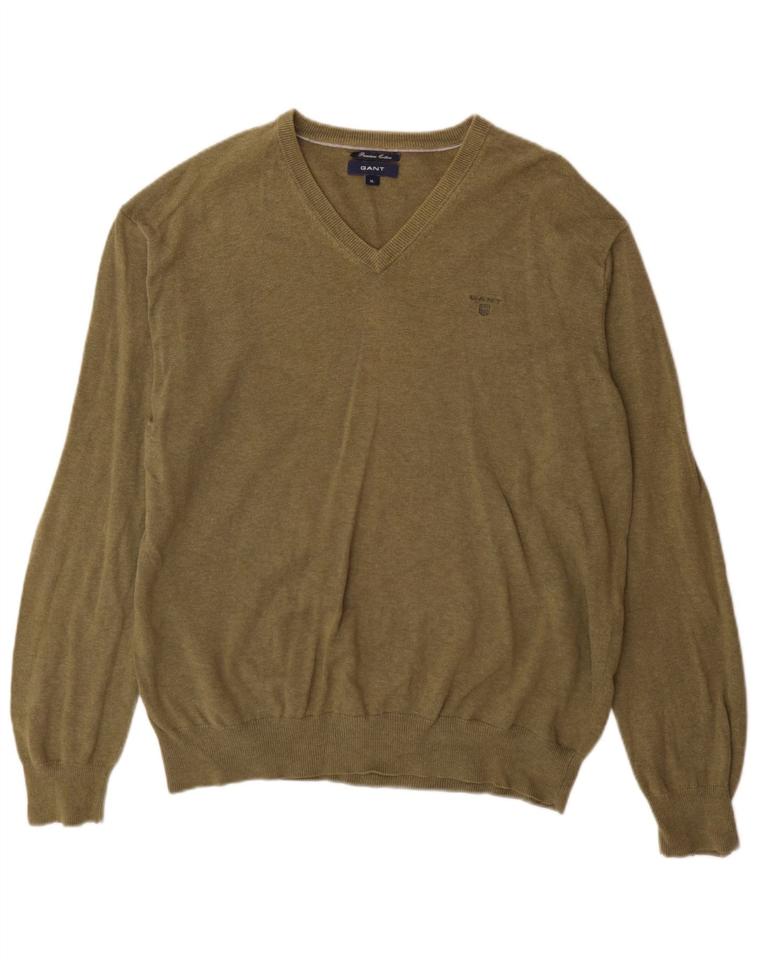 Gant Herre V-hals sweater XL Khaki Bomuld