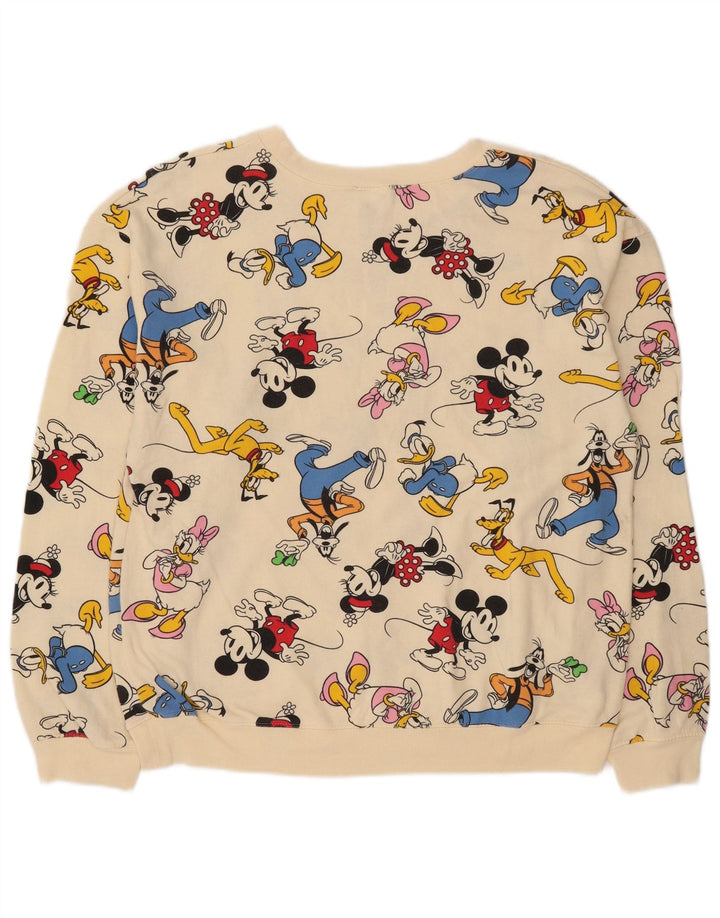 DISNEY Boys Graphic Sweatshirt Jumper 11-12 Years Large Off White Cotton