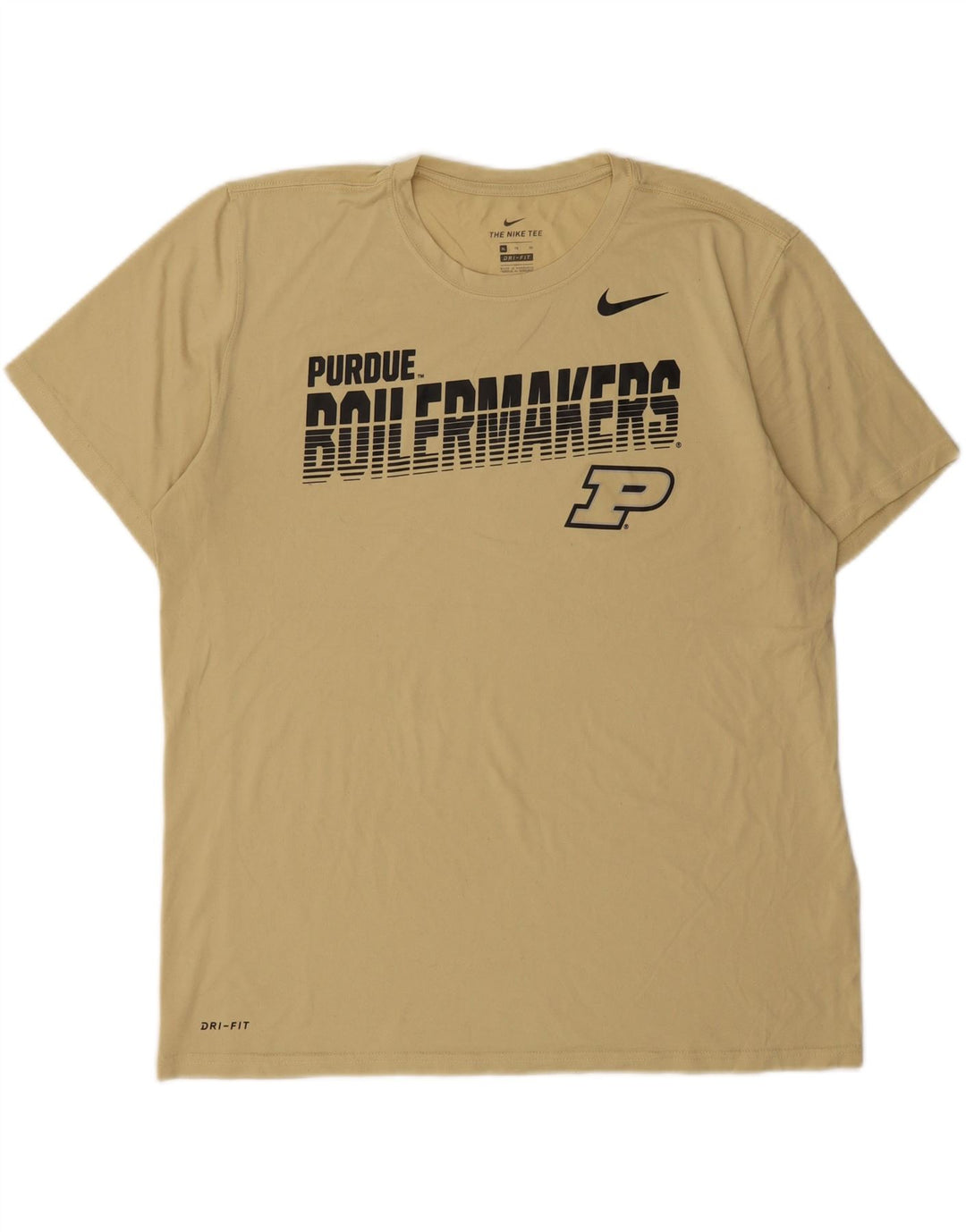 NIKE Mens Dri Fit Graphic T-Shirt Top XL Beige Polyester