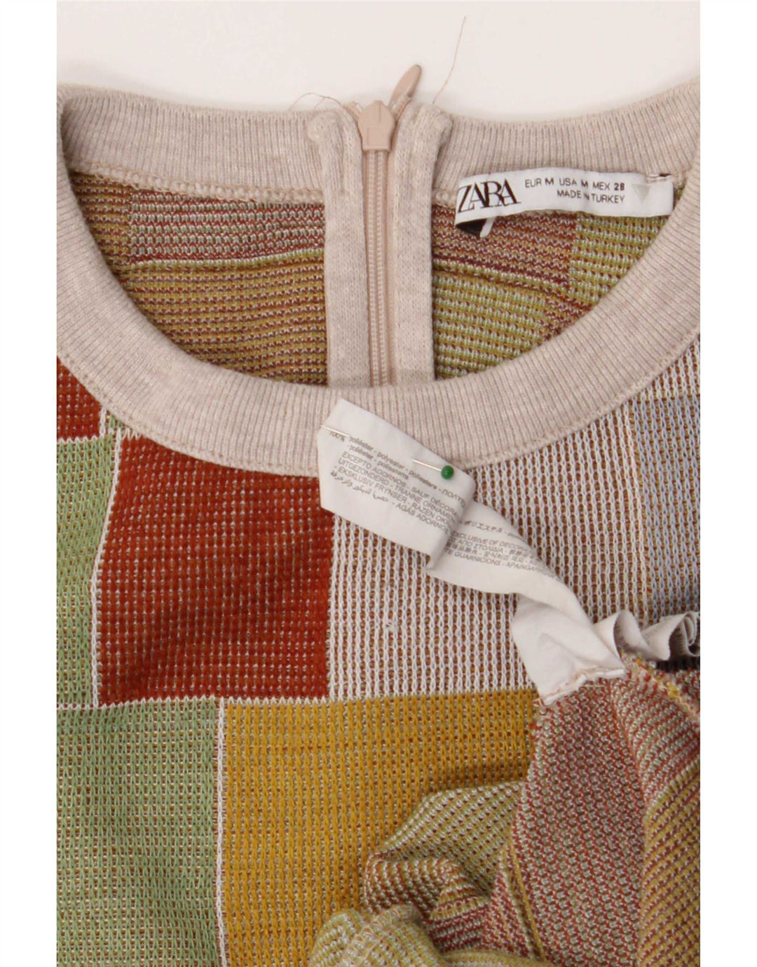 Zara Womens Sleeveless Bodycon Dress UK 12 Medium Multicolored Geometric