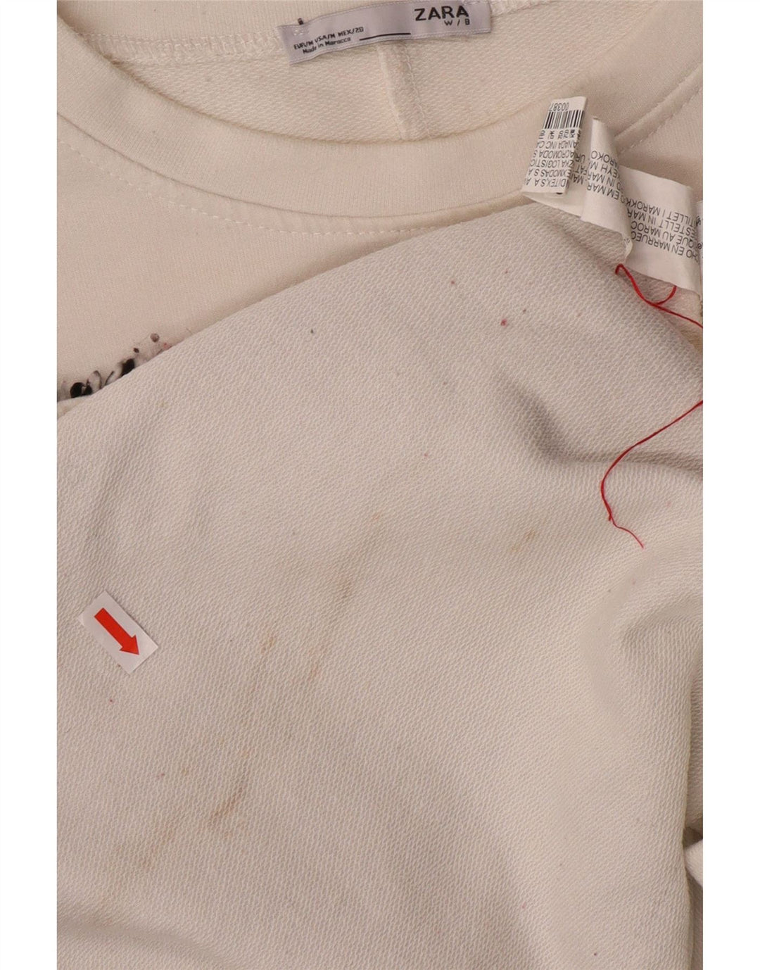 ZARA Oversized Sweatshirt Jumper UK 14 Medium White Colourblock