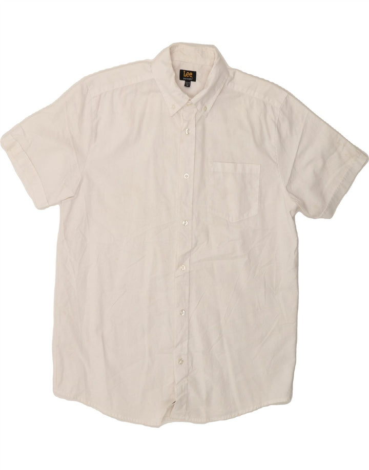 LEE Mens Short Sleeve Shirt Medium White Cotton Vintage Lee and Second-Hand Lee from Messina Hembry 