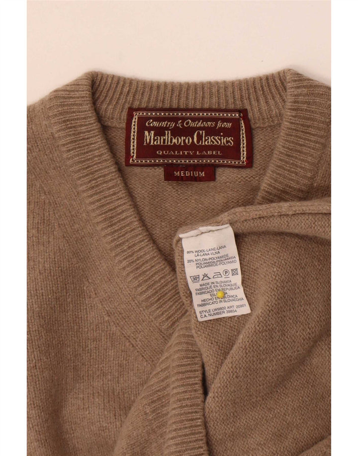 Marlboro Classics Herre V-hals sweater Medium Brun Uld