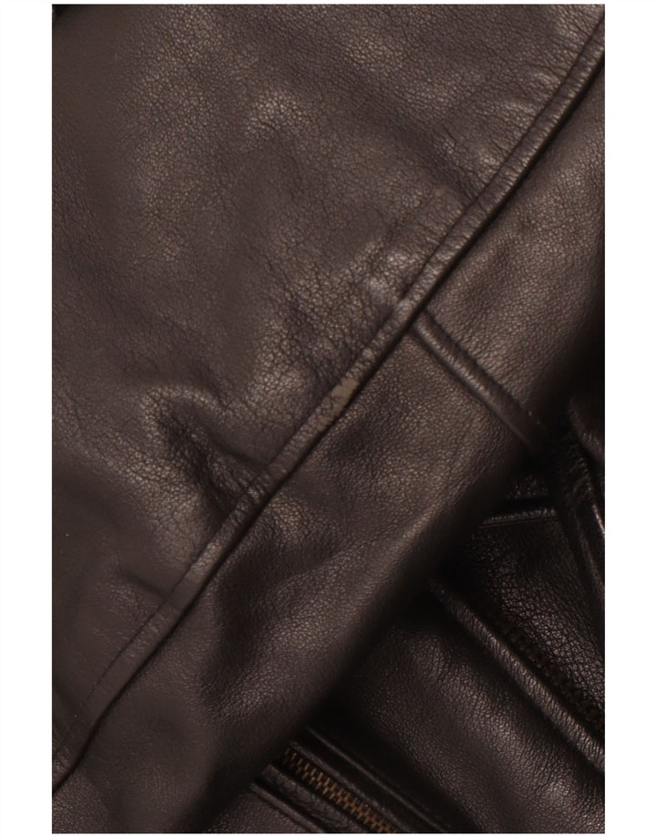 VINTAGE Herre Læder Biker Jacket UK 36 Lille Sort