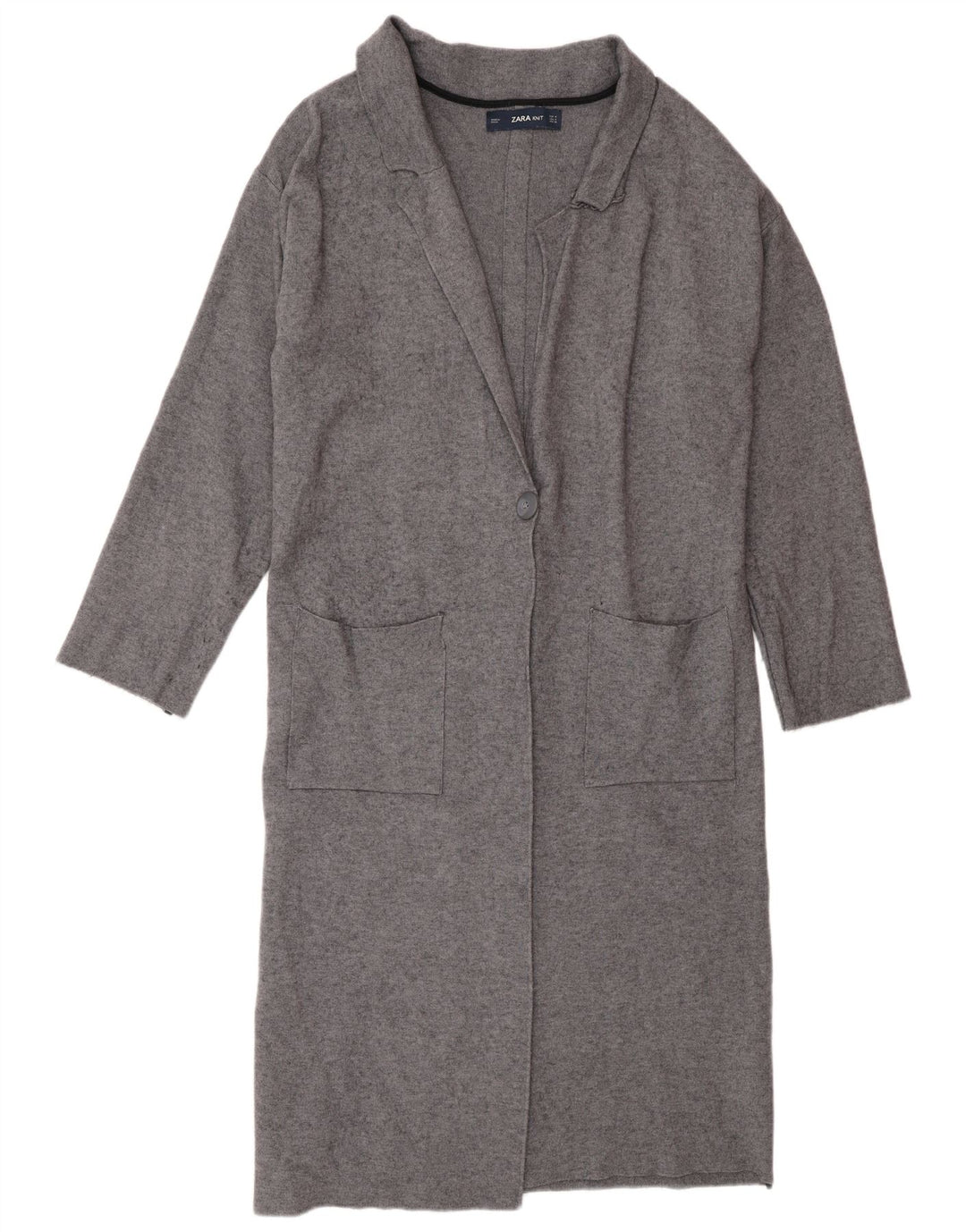 Zara Womens Longline Cardigan Sweater UK 14 Medium Grey Viscose
