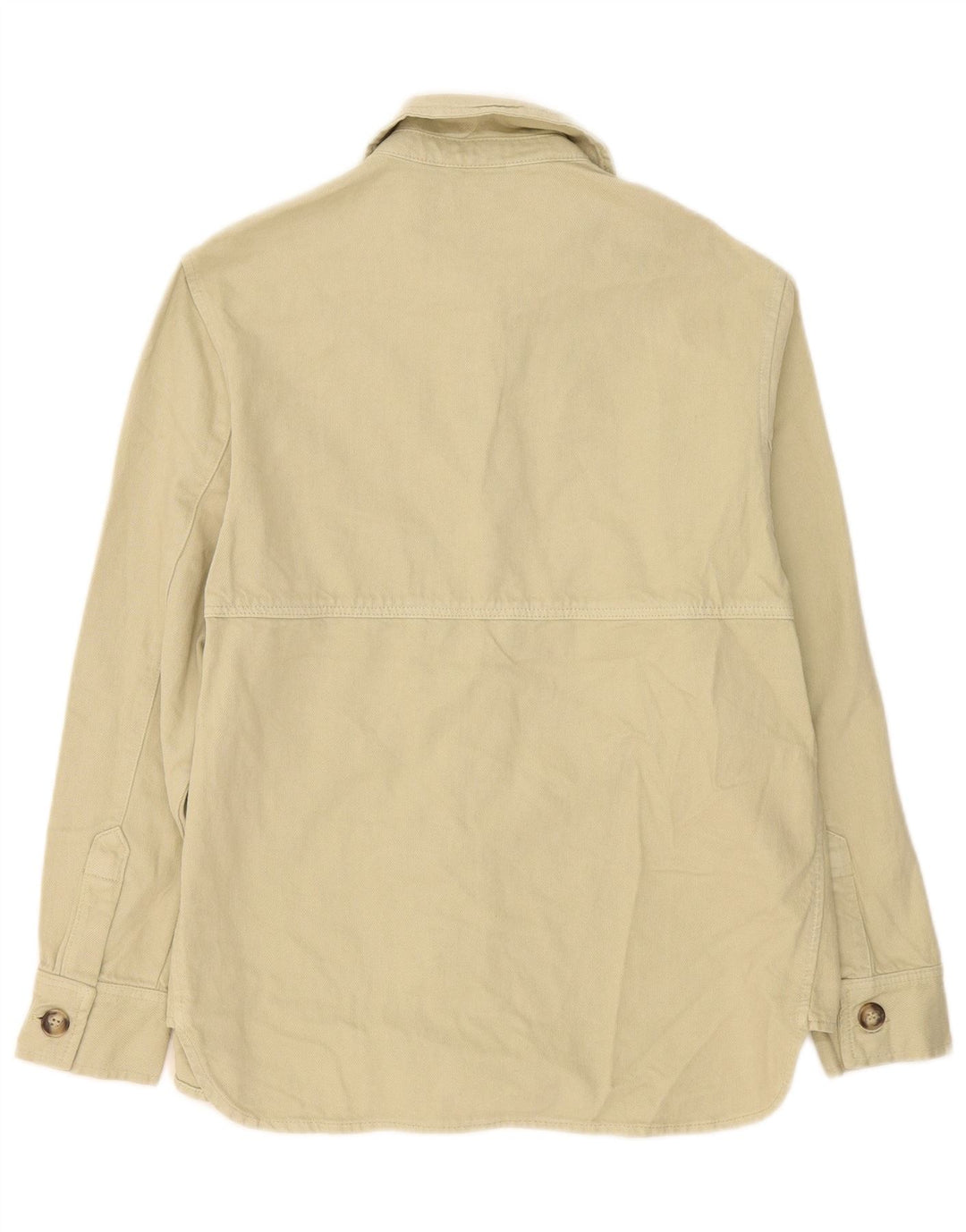 Zara Dame Oversized Denim Shirt UK 10 Small Beige Bomuld