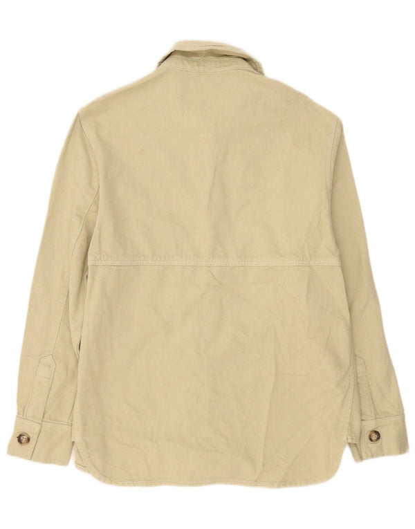 Zara Dame Oversized Denim Shirt UK 10 Small Beige Bomuld