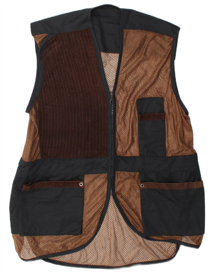 Vintage Herre Utility Gilet Large Flerfarvet Patchwork
