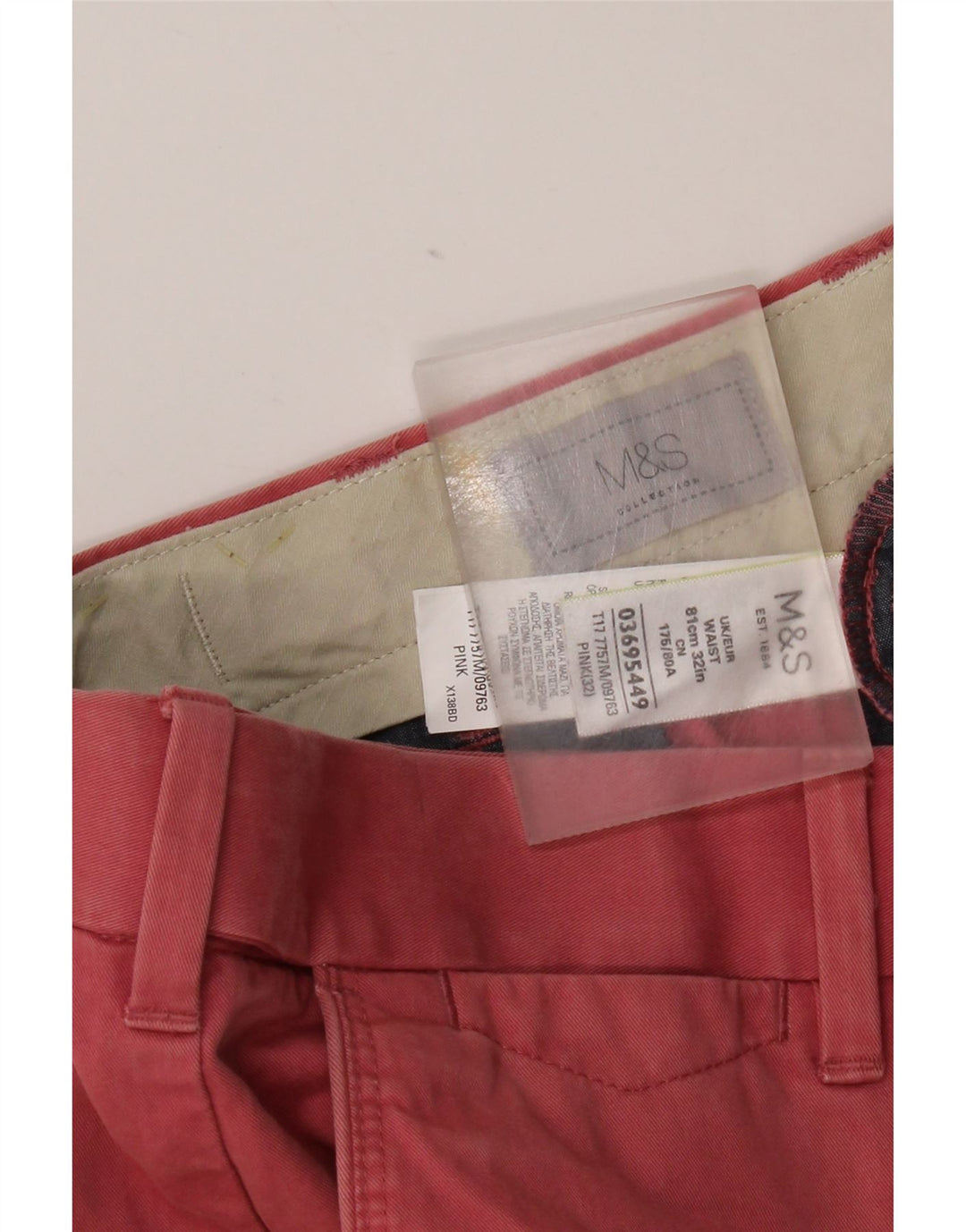 Marks & Spencer Herre Chino Shorts W32 Medium Rød Bomuld
