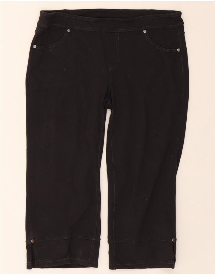 ATHLETA Womens Straight Capri Trousers Large W33 L20  Black Nylon Vintage Athleta and Second-Hand Athleta from Messina Hembry 