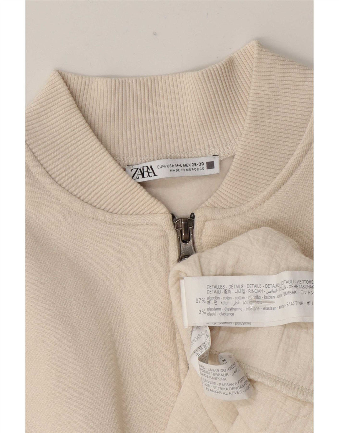 Zara Womens Full Zip Dress UK 14 Medium Off White Bomuld