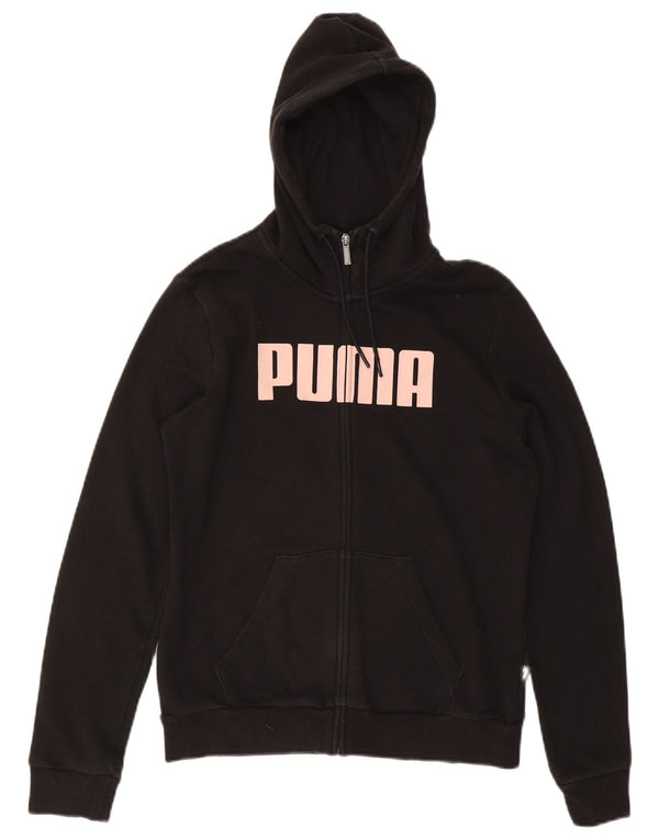 Puma Womens Graphic Zip Hoodie Sweater UK 14 Medium Black