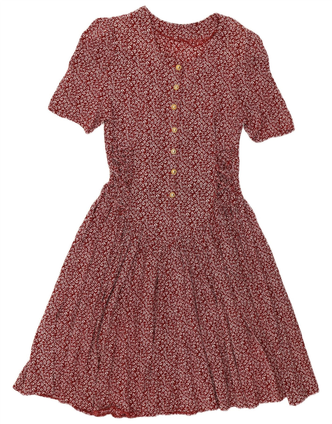 VINTAGE Empire-kjole til kvinder UK 14 Large Burgundy Floral