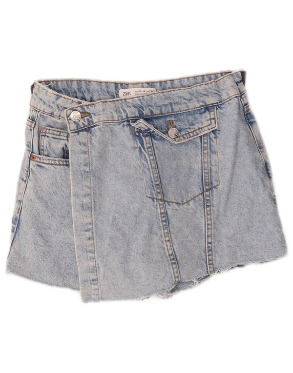 Zara Girls Denim Shorts 13-14 år W26 Blå Bomuld