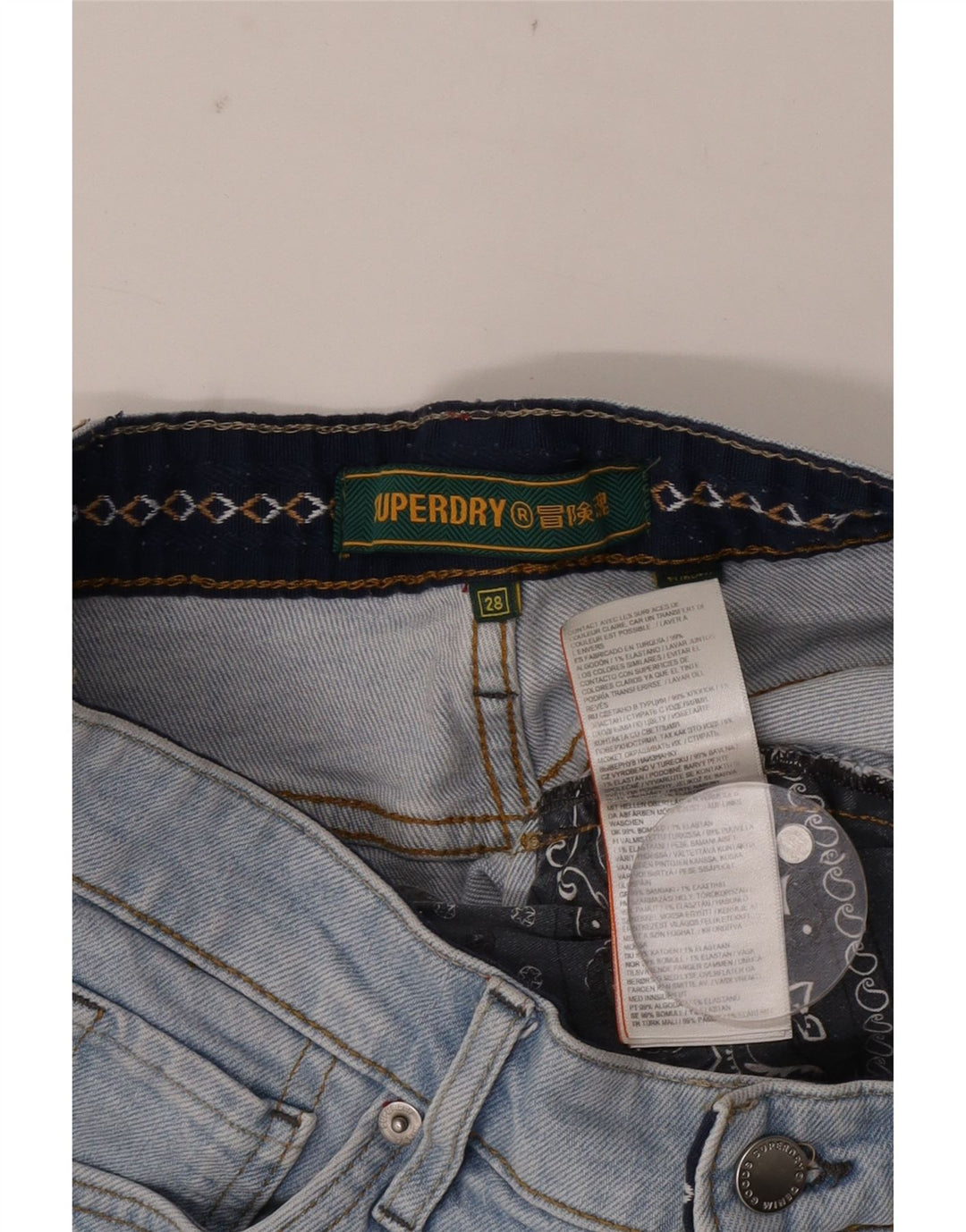 Superdry denimshorts til kvinder W28 mellemblå bomuld