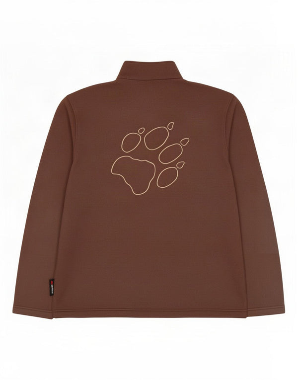 Jack Wolfskin Mens Zip Neck Fleece Jumper UK 44 XL Brown Polyester