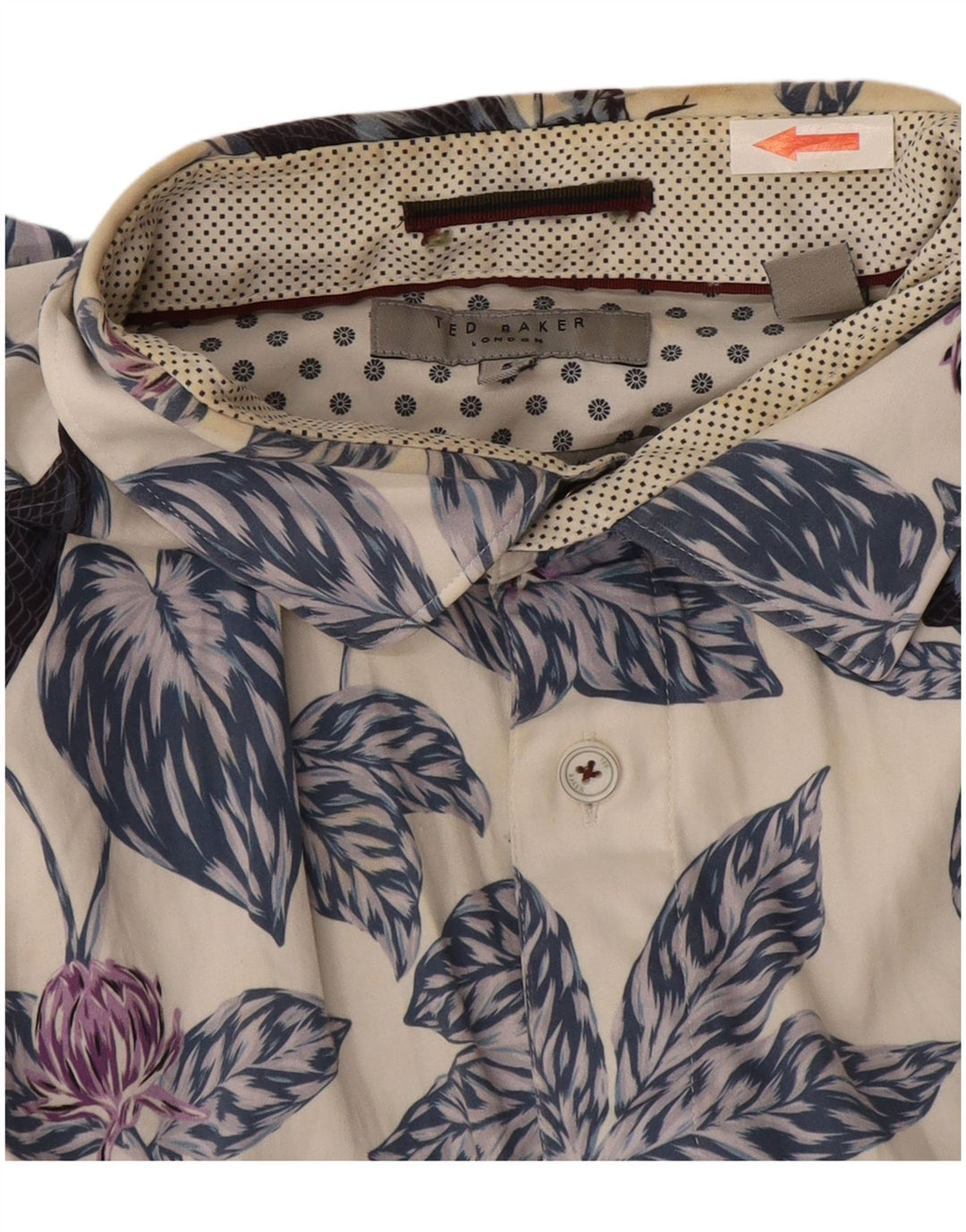 Ted Baker herreskjorte str. 5 XL Hvid blomstret bomuld