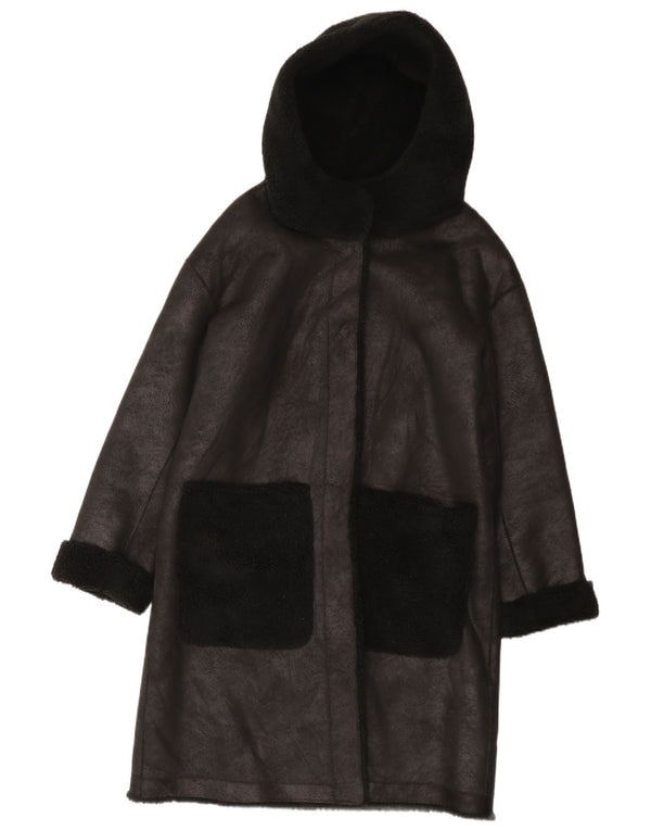Gina Womens Reversible Sherpa Overcoat EU 42/44 Large Black Polyester