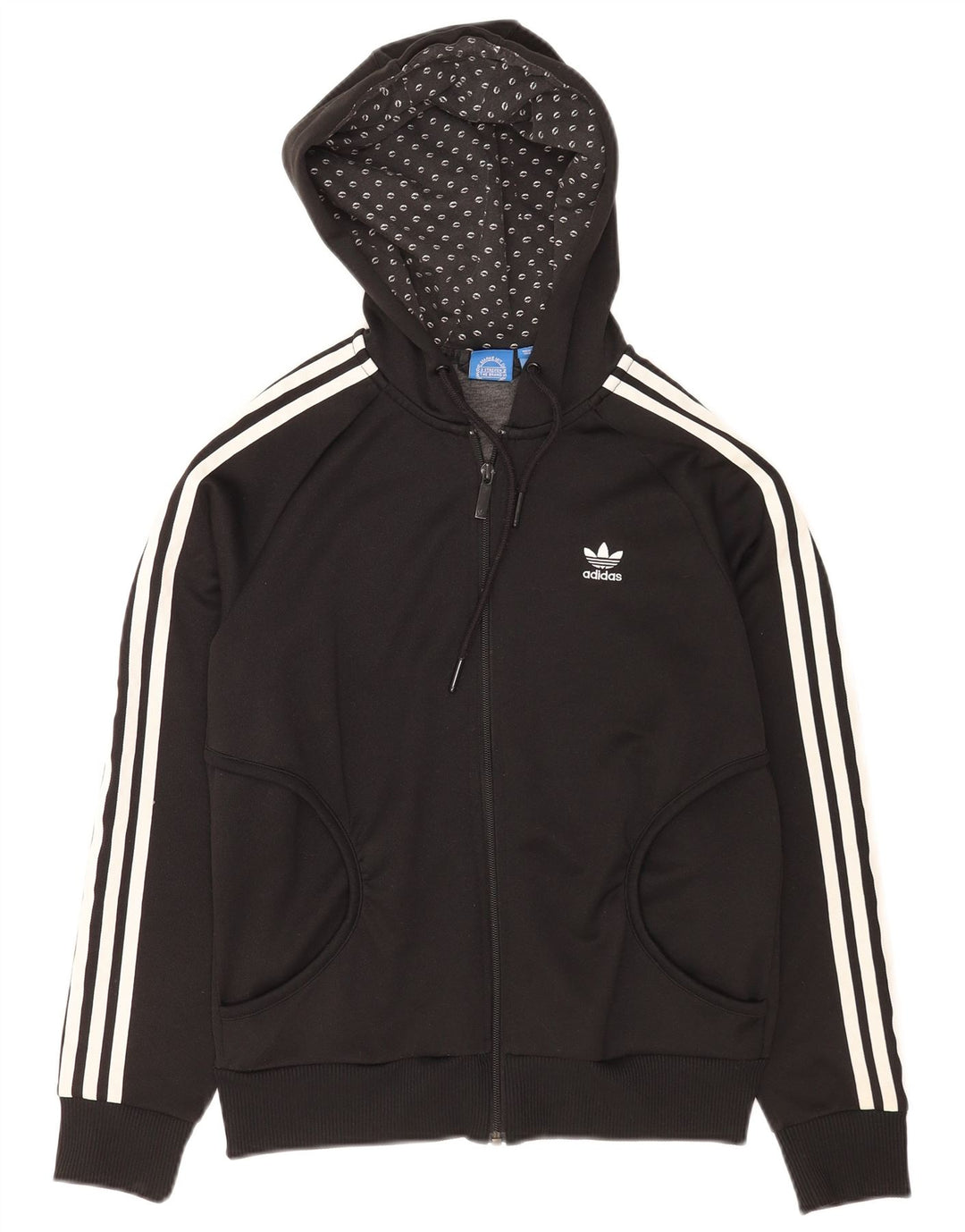 Adidas Dame Grafisk Hættetrøje Sweater UK 12 Medium Sort Polyester