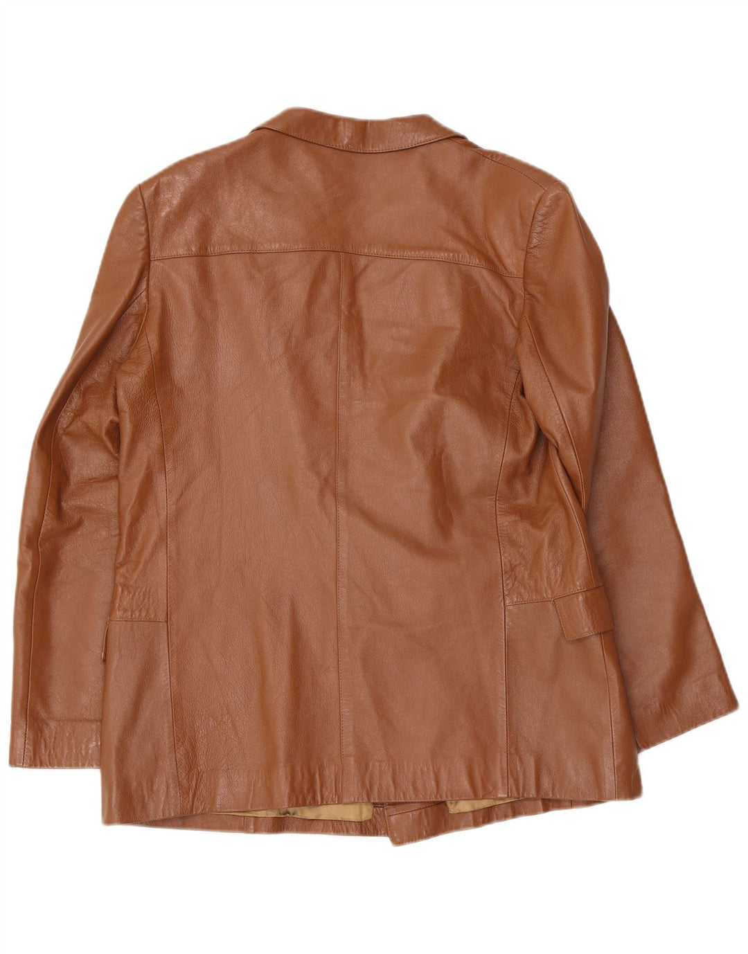 Anfor Dame Dobbeltradet Læder Blazer Jakke IT 44 Medium Brun