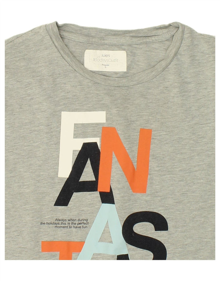 JULES Womens Regular Graphic T-Shirt Top UK 10 Small Grey Cotton Vintage Jules and Second-Hand Jules from Messina Hembry 