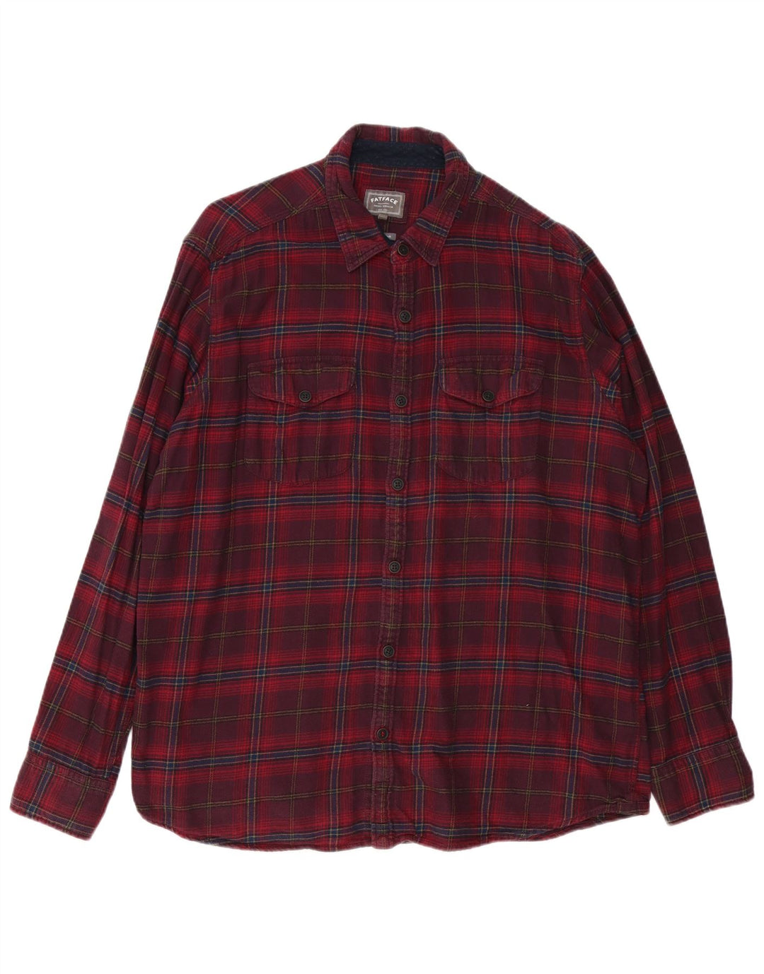 Fat Face Herre Flannel Shirt XL Bourgogne Ternet Bomuld