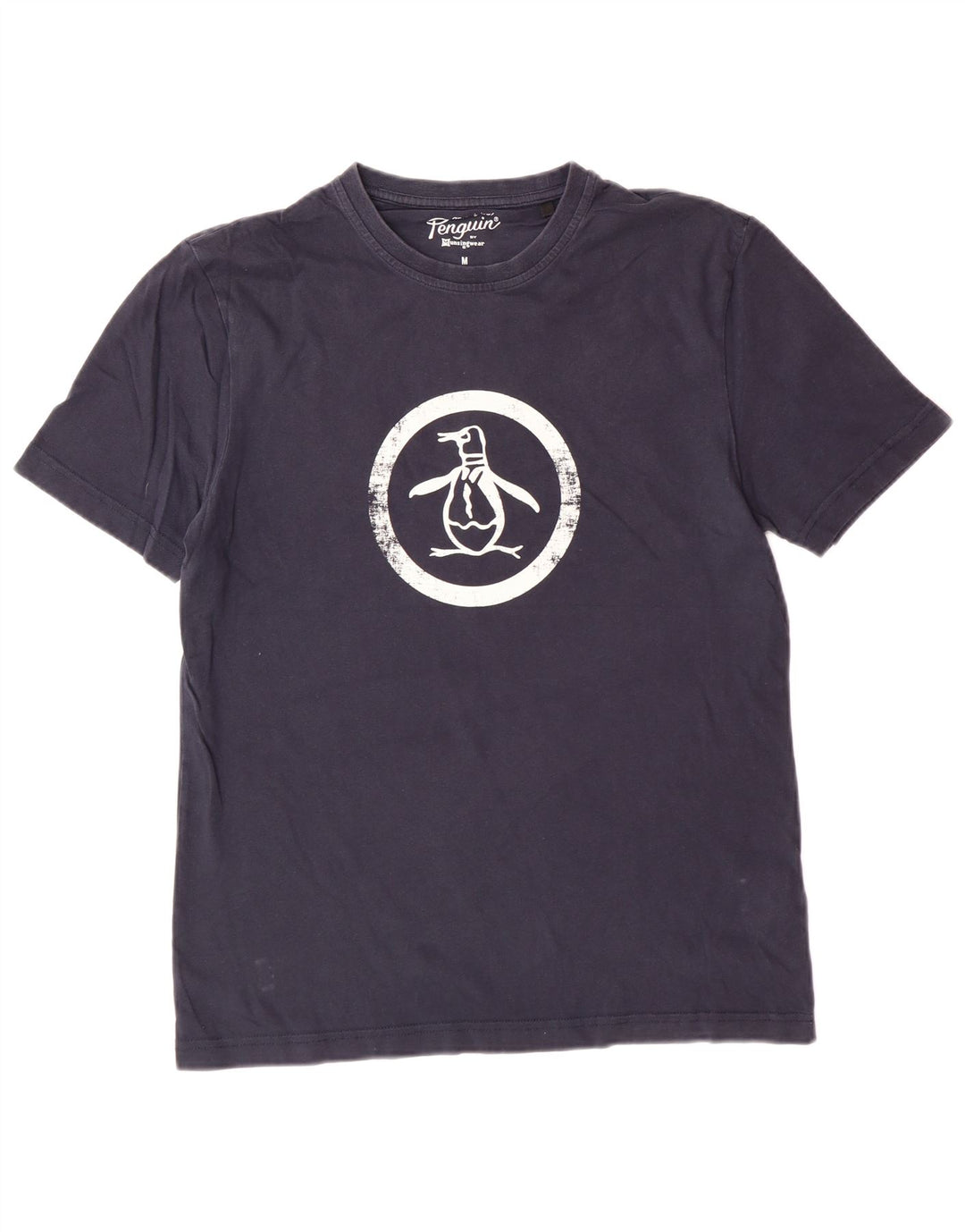 PENGUIN Herre grafisk T-shirt Top Medium Navyblå Bomuld