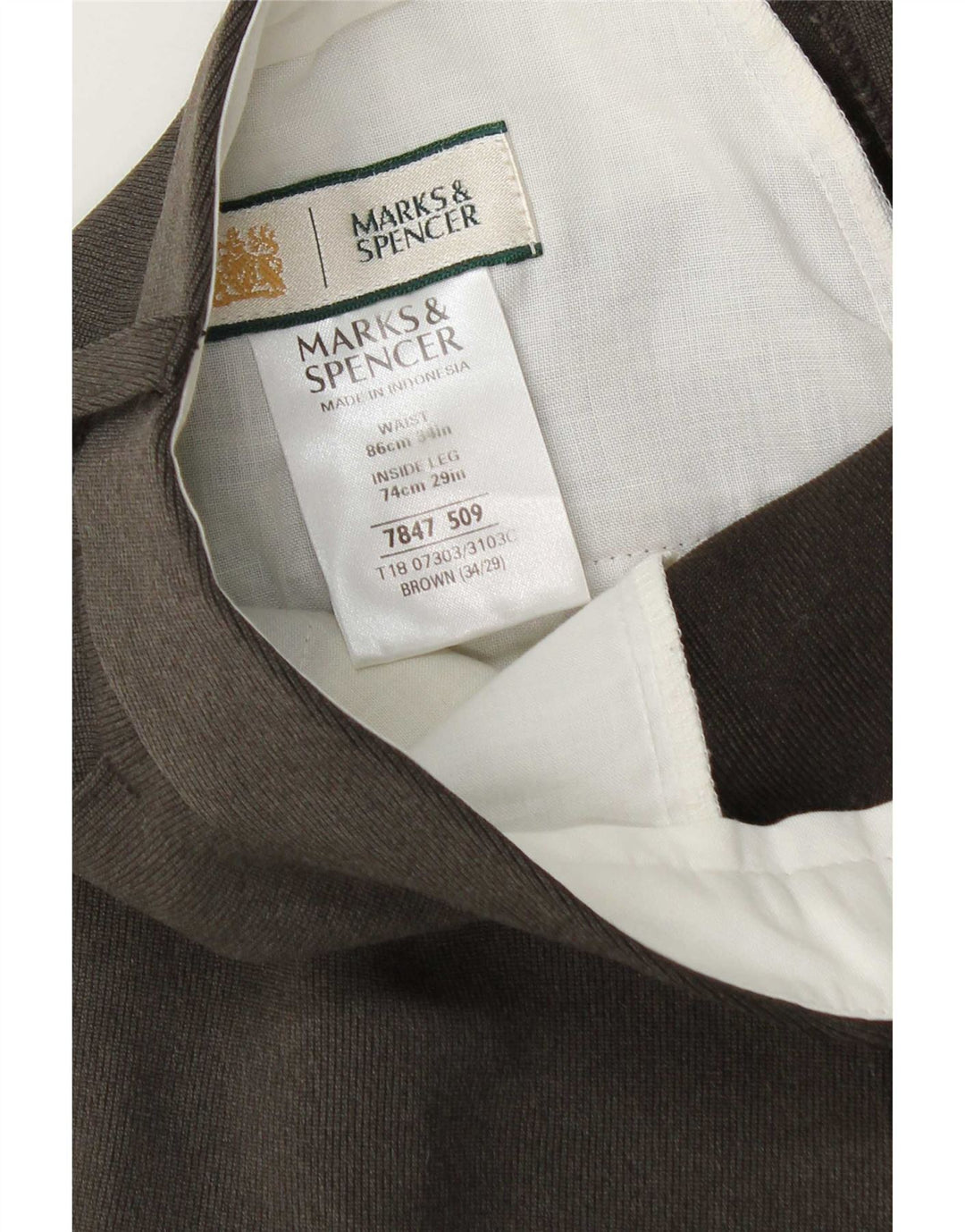 Marks & Spencer Herre tilspidsede jakkesætsbukser W34 L29 brun polyester