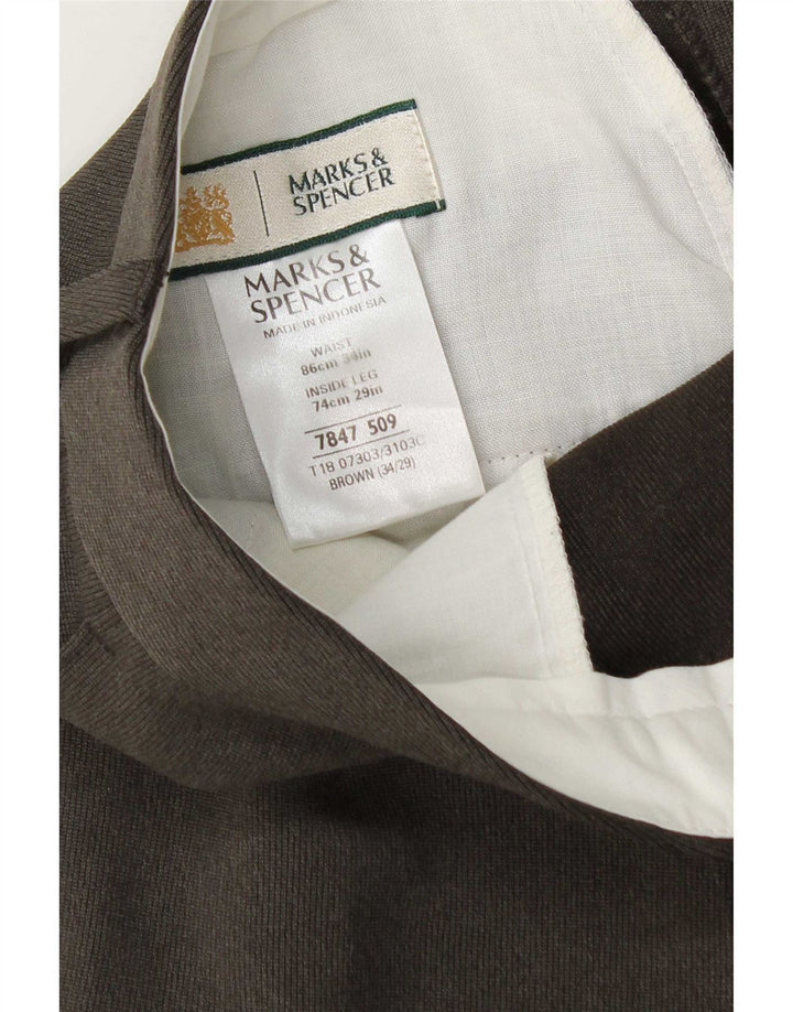 Marks & Spencer Herre tilspidsede jakkesætsbukser W34 L29 brun polyester