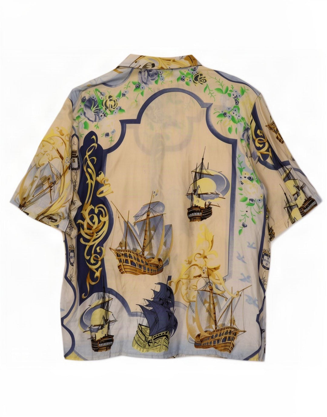Antonette Dame Oversized grafisk skjorte bluse EU 44 XL Beige Nautical