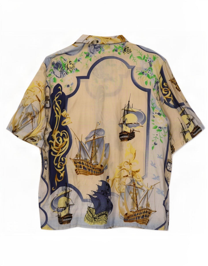 Antonette Dame Oversized grafisk skjorte bluse EU 44 XL Beige Nautical