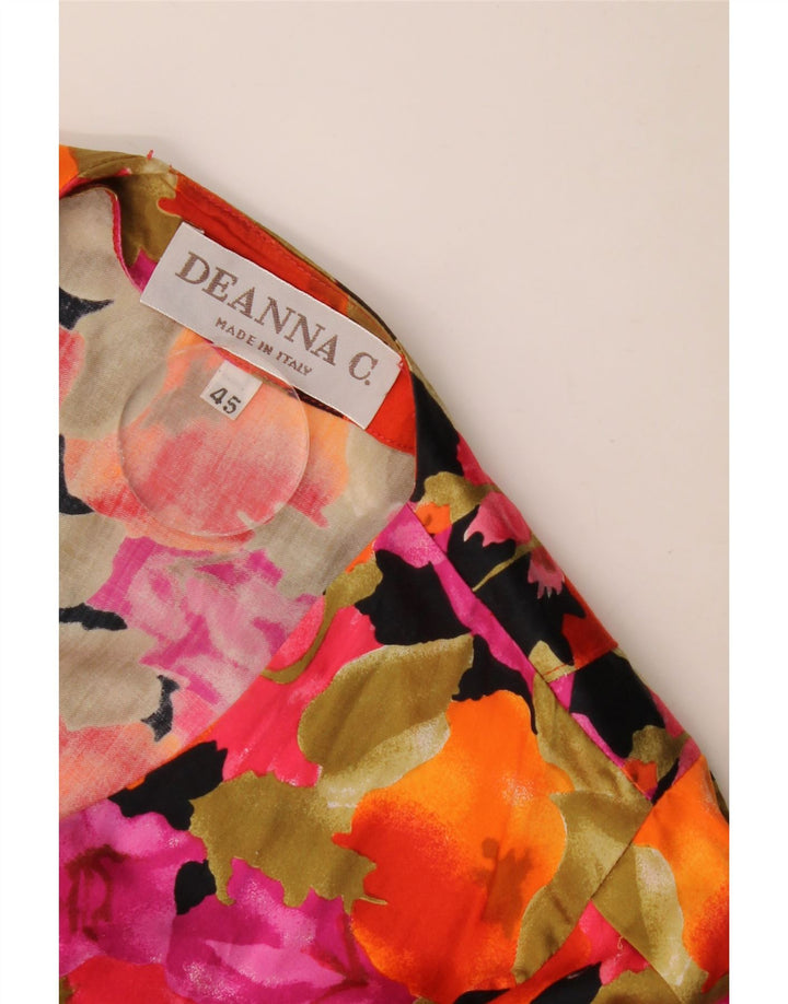 Vintage Dame Kortærmet Skjorte Bluse IT 45 Medium Multicolored Floral