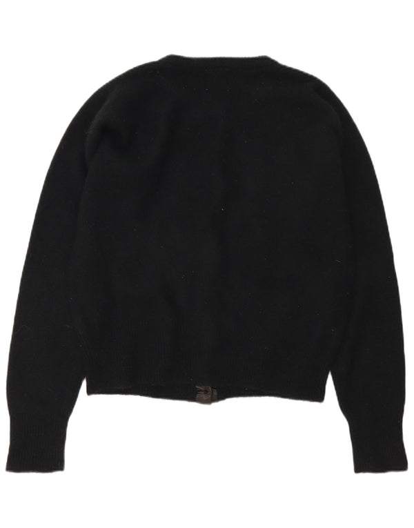 Vintage Kvinders Oversized Cardigan Sweater UK 10 Small Black Floral