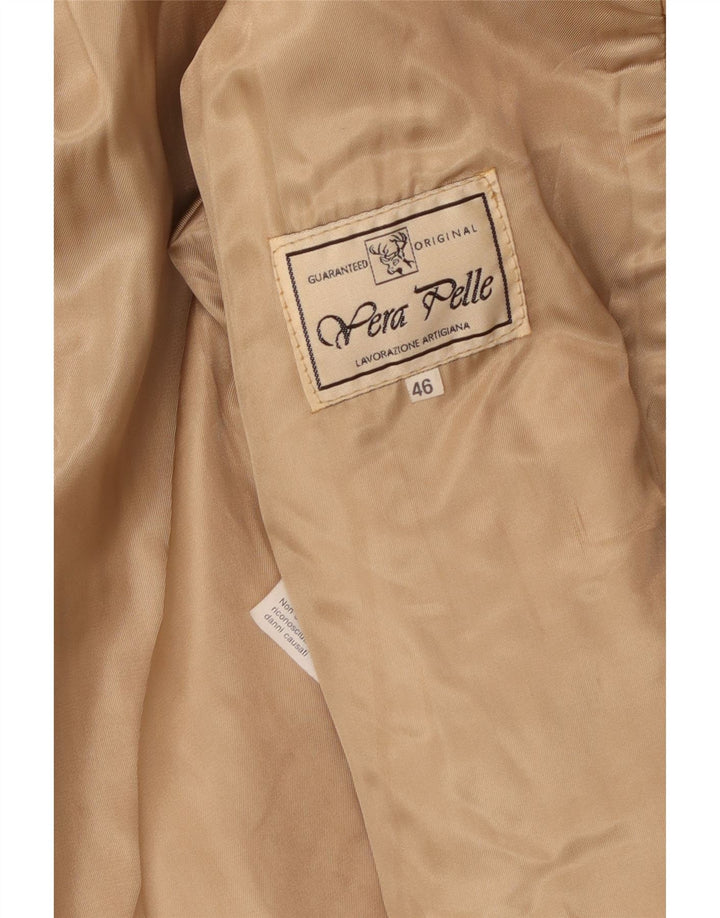 Vintage læderfrakke til kvinder EU 46 XL beige læder