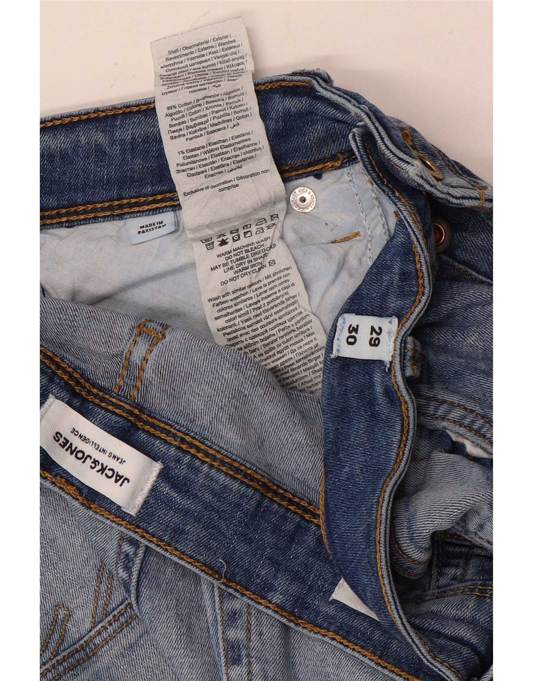 Jack & Jones Herre Distressed Slim Jeans W29 L30 Blå Bomuld