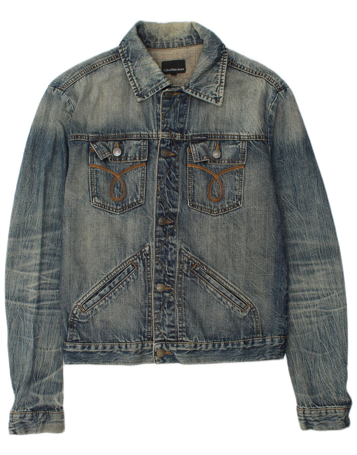 CALVIN KLEIN JEANS Denimjakke til mænd UK 38 Medium Blå Bomuld
