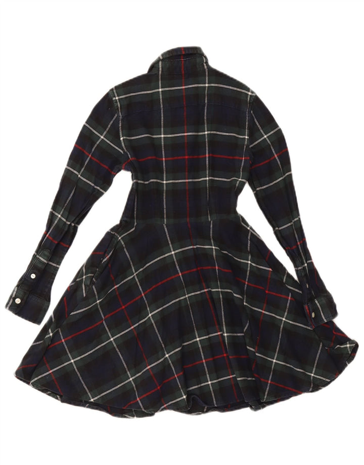 POLO RALPH LAUREN Pige Langærmet Skjortekjole 6-7 År Marineblå Ternet