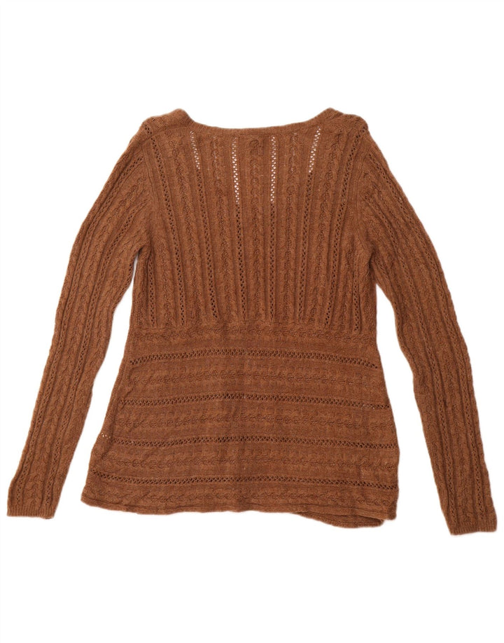 WHITE STUFF Dame cardigan sweater UK 16 Stor brun viskose