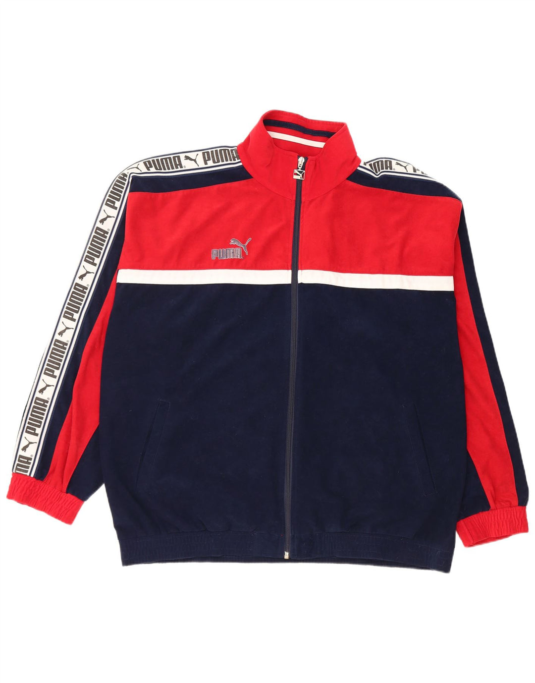 Puma Herre grafisk velour træningsdragt Topjakke XL Navy Blue Colourblock