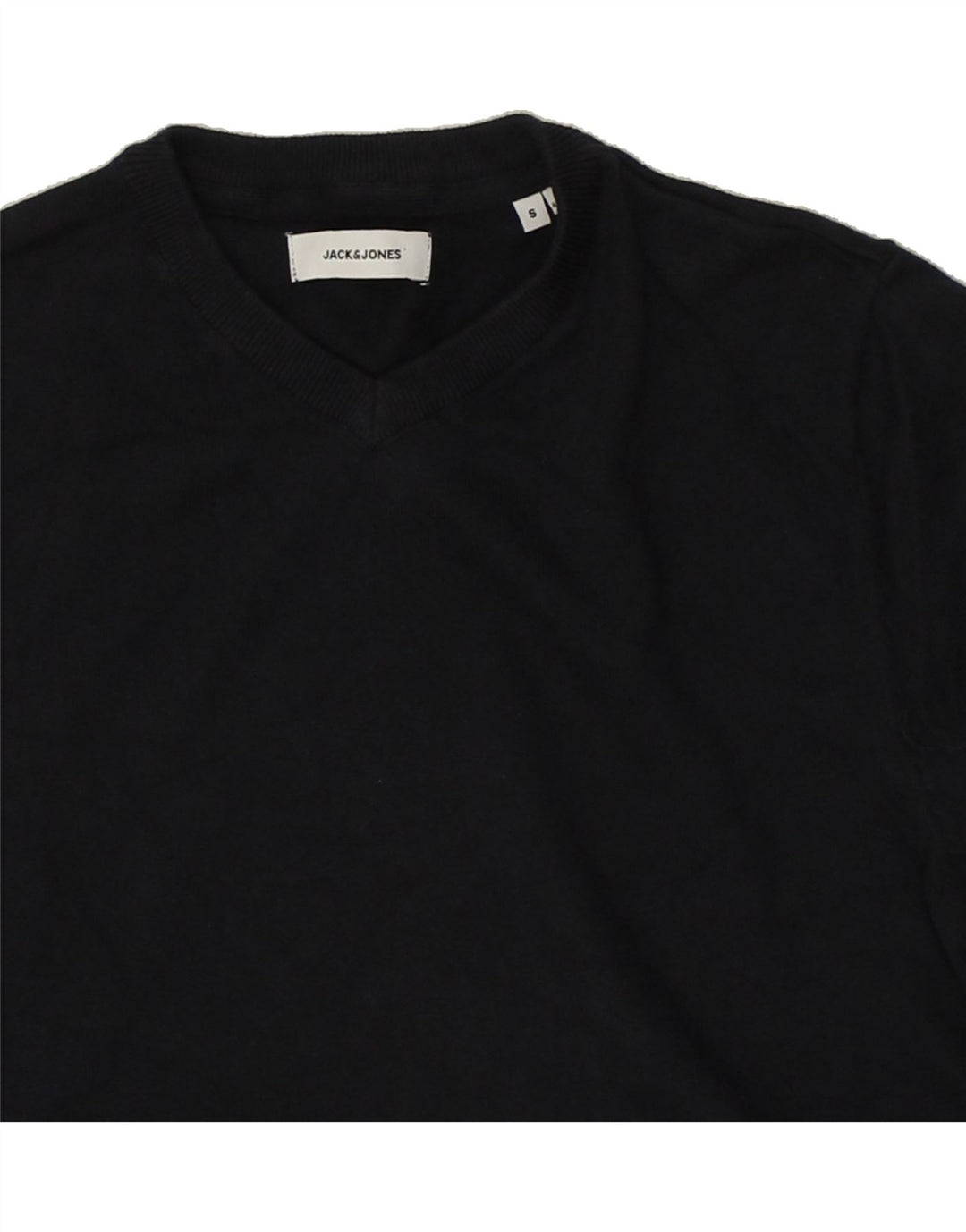 JACK & JONES Mens V-Neck Jumper Sweater Small Navy Blue Cotton | Vintage Jack & Jones | Thrift | Second-Hand Jack & Jones | Used Clothing | Messina Hembry 