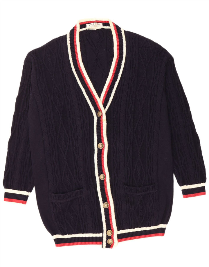 JAEGER Oversized cardigantrøje til kvinder UK 10 Small Navy Blue Colourblock