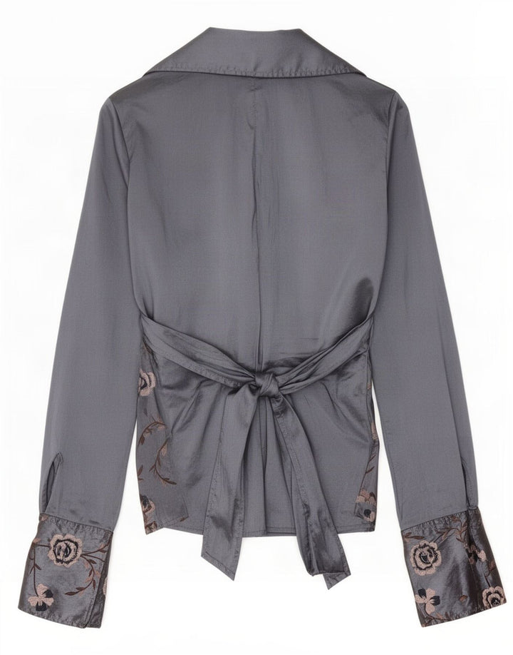 Naracamicie skjortebluse til kvinder UK 12 Medium Grey Floral Polyester
