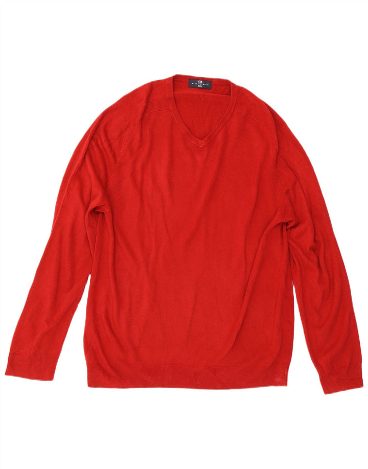 Marks & Spencer Herre Blue Harbor V-hals sweater Stor rød akryl