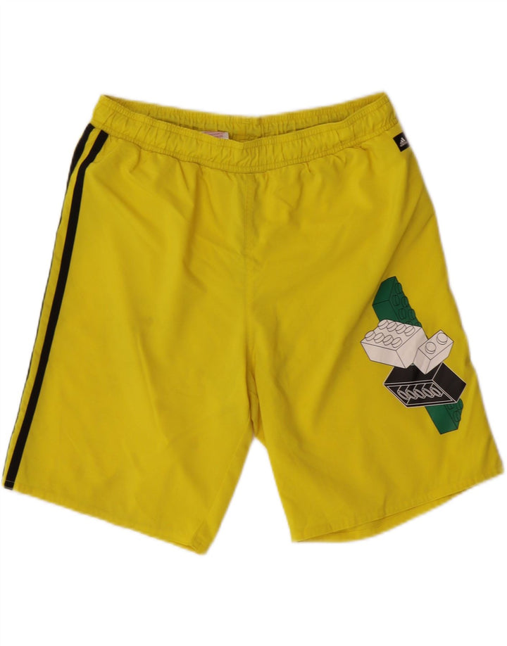 ADIDAS Boys Graphic Sport Shorts 13-14 Years  Yellow Polyester Vintage Adidas and Second-Hand Adidas from Messina Hembry 