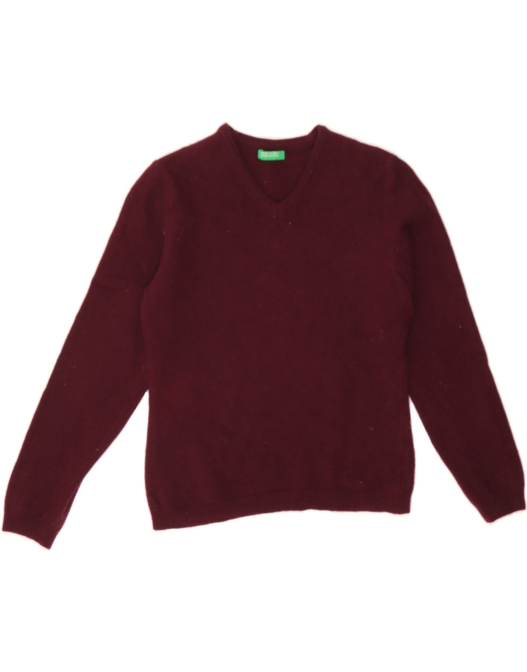 BENETTON Boys V-Neck Jumper Sweater 8-9 Years Medium  Burgundy Flecked Vintage Benetton and Second-Hand Benetton from Messina Hembry 