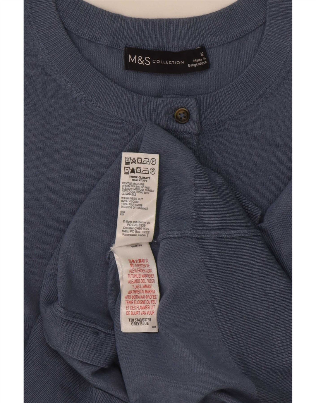 Marks & Spencer Dame Cardigan Sweater UK 12 Medium Blue Viscose